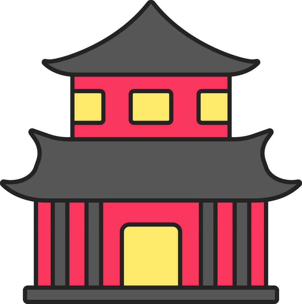 bunt Chinesisch Gebäude Symbol im eben Stil. vektor