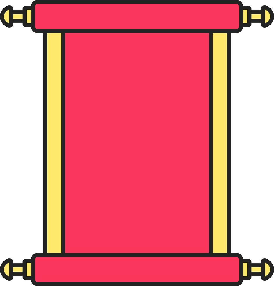 rosa och gul illustration av tom skrolla papper platt ikon. vektor