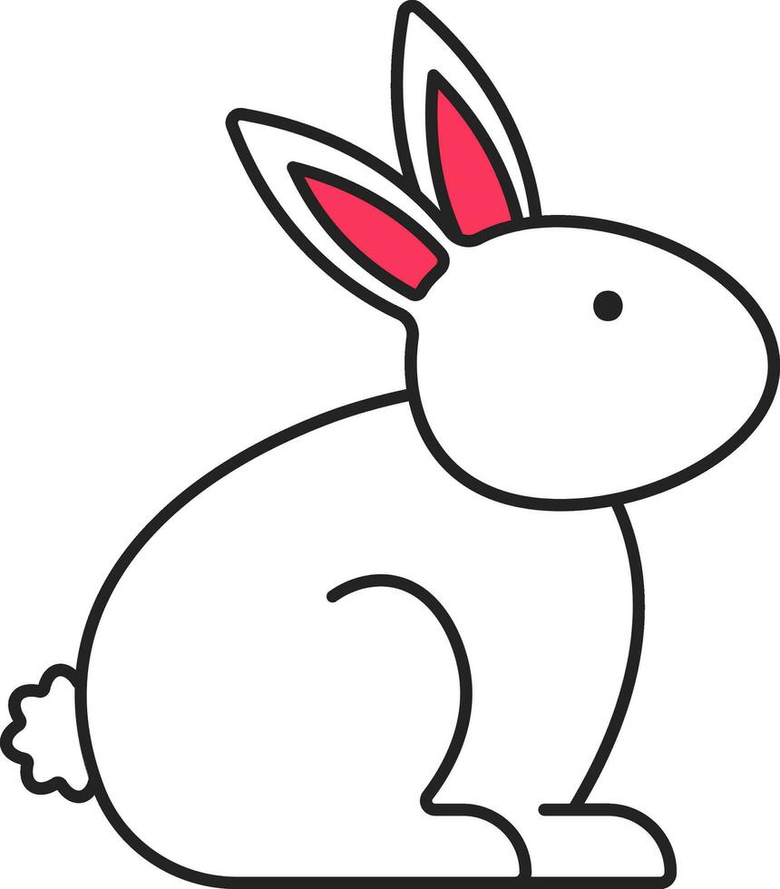 söt kanin eller kanin karaktär ikon i röd och vit Färg. vektor