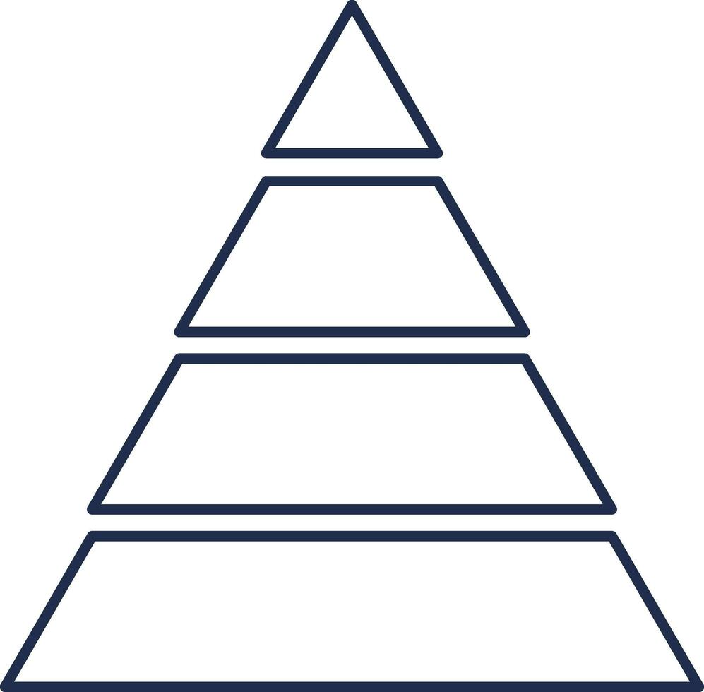 vier Bühne Pyramide Diagramm dünn Linie Kunst Symbol. vektor