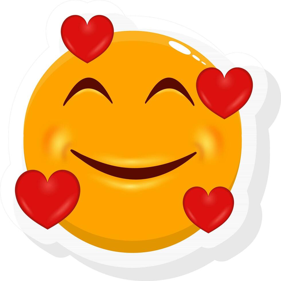 Herz fliegen liebend Gelb Karikatur Kreis Gesicht Emoji im Aufkleber Stil. vektor