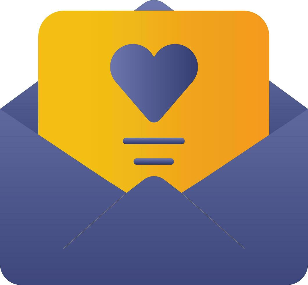 Herz Botschaft Papier im Briefumschlag Orange und Blau Symbol. vektor