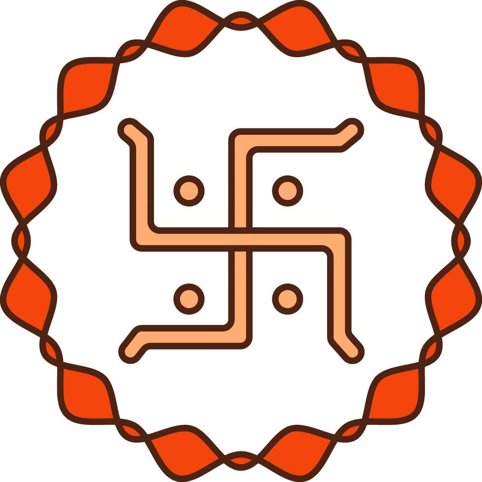 Hakenkreuz Symbol im wellig kreisförmig Rahmen Orange Symbol. vektor