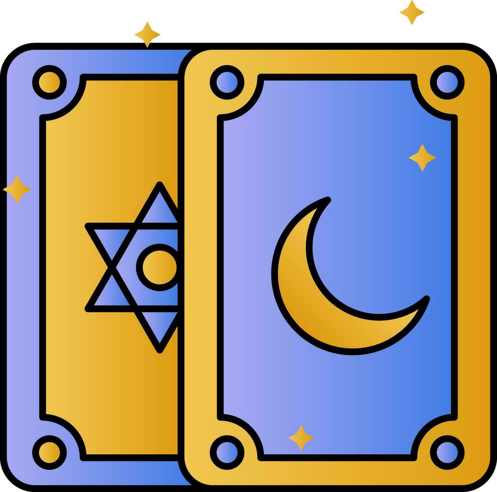 Tarot Karten Symbol im Blau und Gelb Farbe. vektor