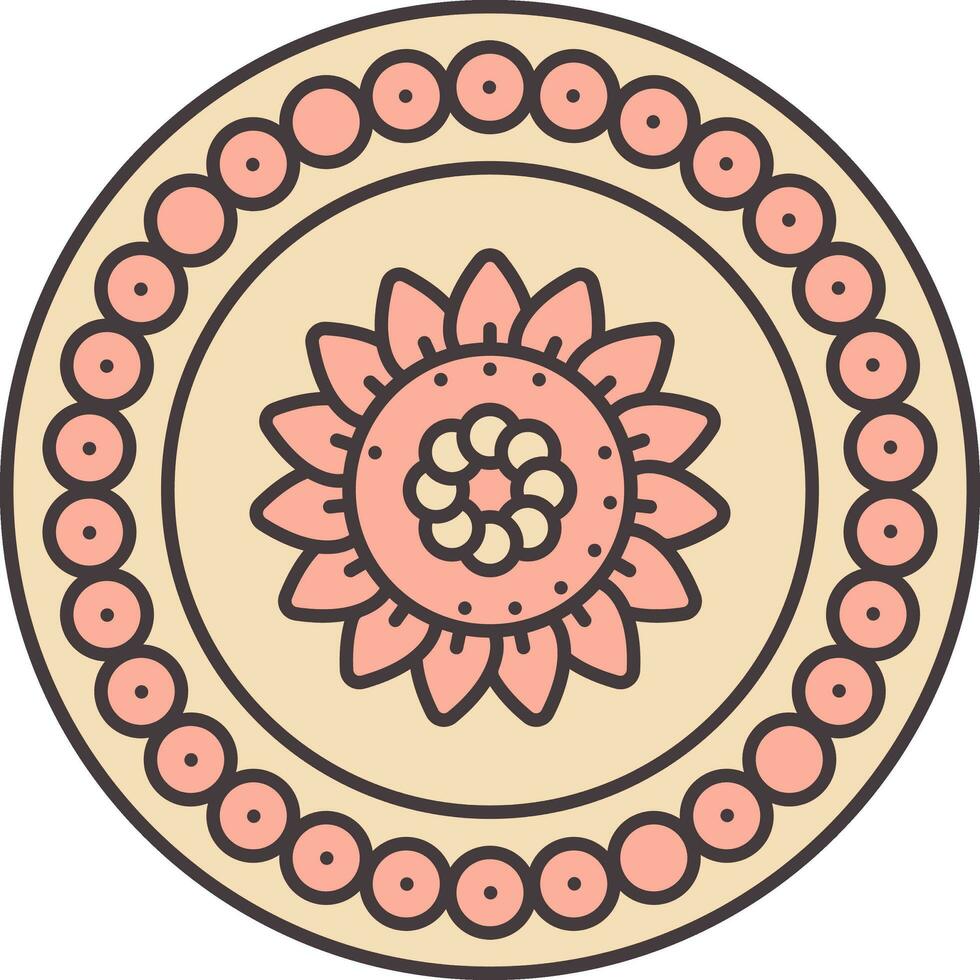 cirkel mandala design i persika röd och gul Färg. vektor