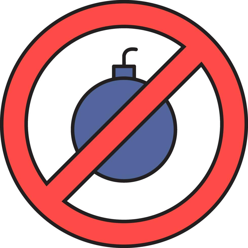 Nej bomba ikon eller symbol i blå och röd Färg. vektor