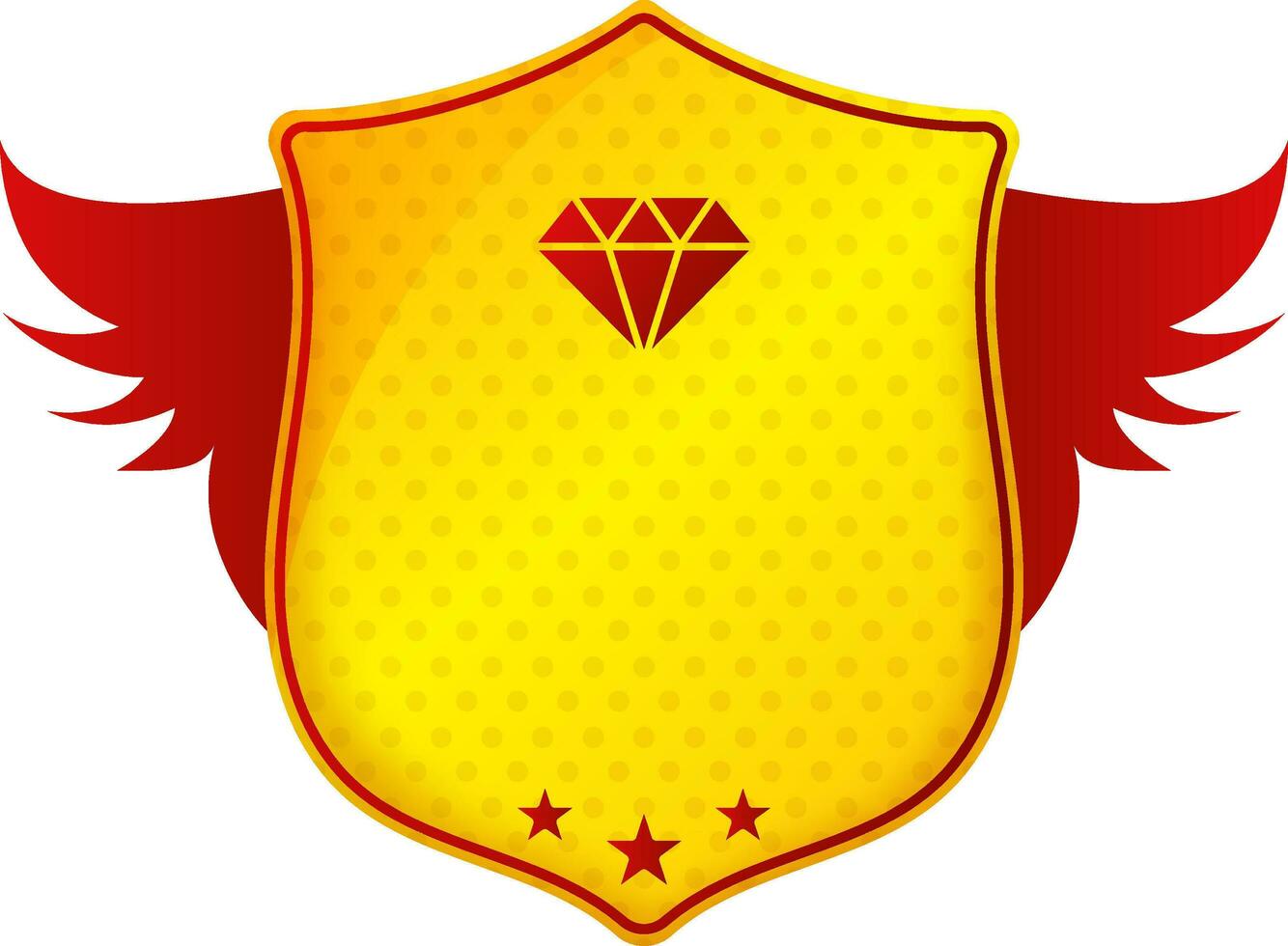 diamant skydda bricka med vingar i gul och röd Färg. vektor