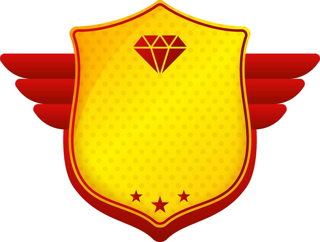 Diamant Schild Abzeichen mit Flügel im Gelb und rot Farbe. vektor