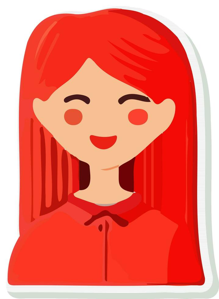 illustration av tecknad serie ung flicka karaktär ikon i klistermärke stil. vektor