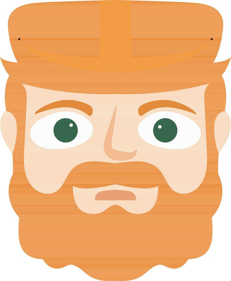 skägg man ansikte bär orange hatt ikon i platt stil. vektor