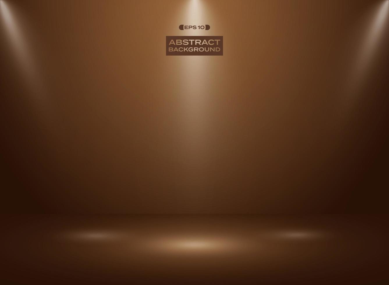 abstrakt mörk choklad, kakaofärg i studiorumsbakgrund med strålkastare. vektor