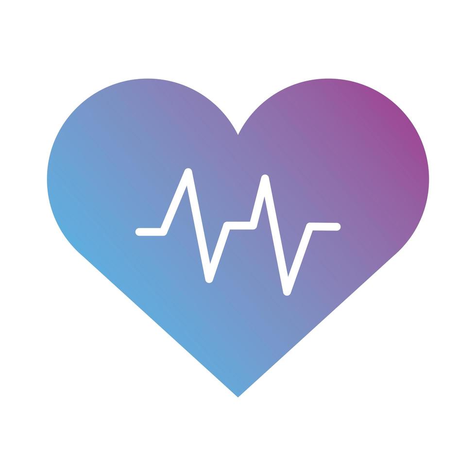 medicinsk hjärta kardiologi puls gradient siluett stil vektor