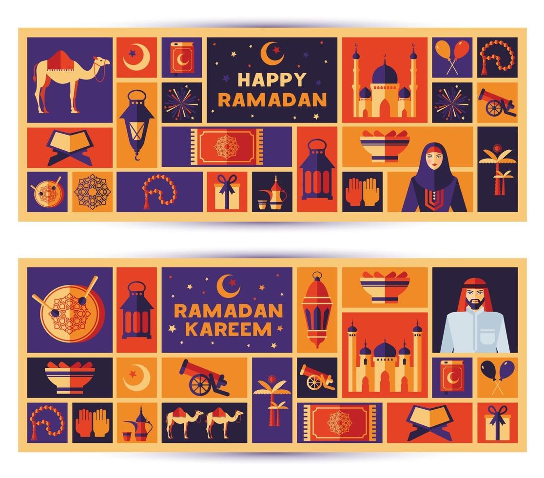 Ramadan Kareem Ikonen Banner vektor