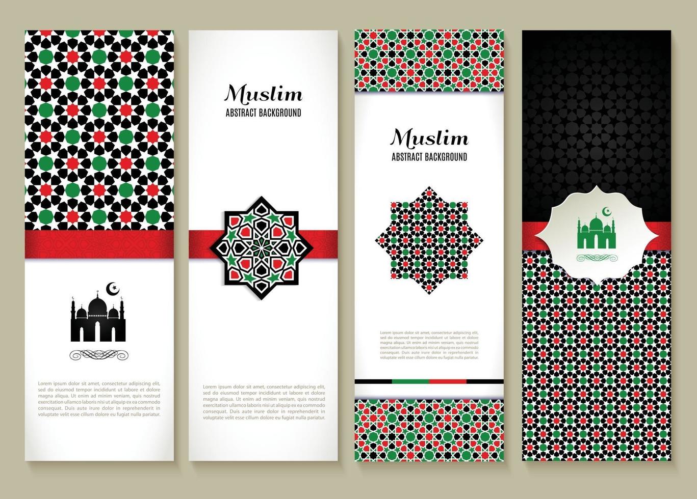 banners uppsättning islamisk uae färg design vektor