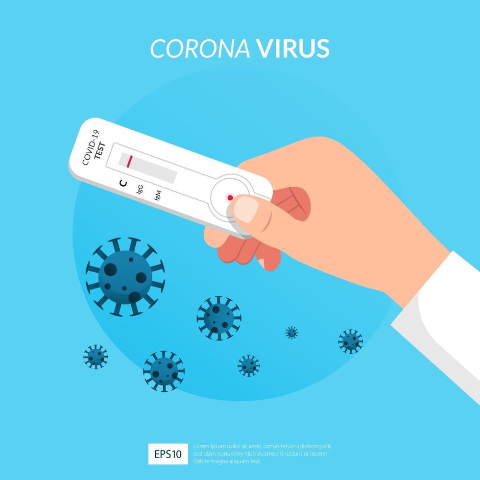 hand som håller corona virus test kit vektor