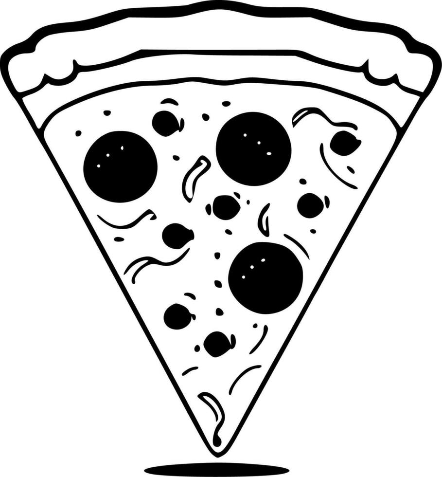pizza, svart och vit vektor illustration