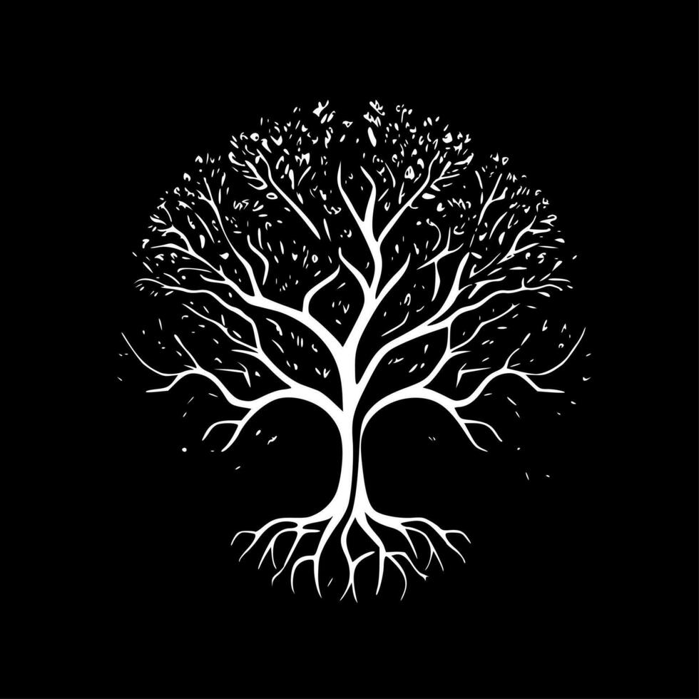 träd av liv, svart och vit vektor illustration