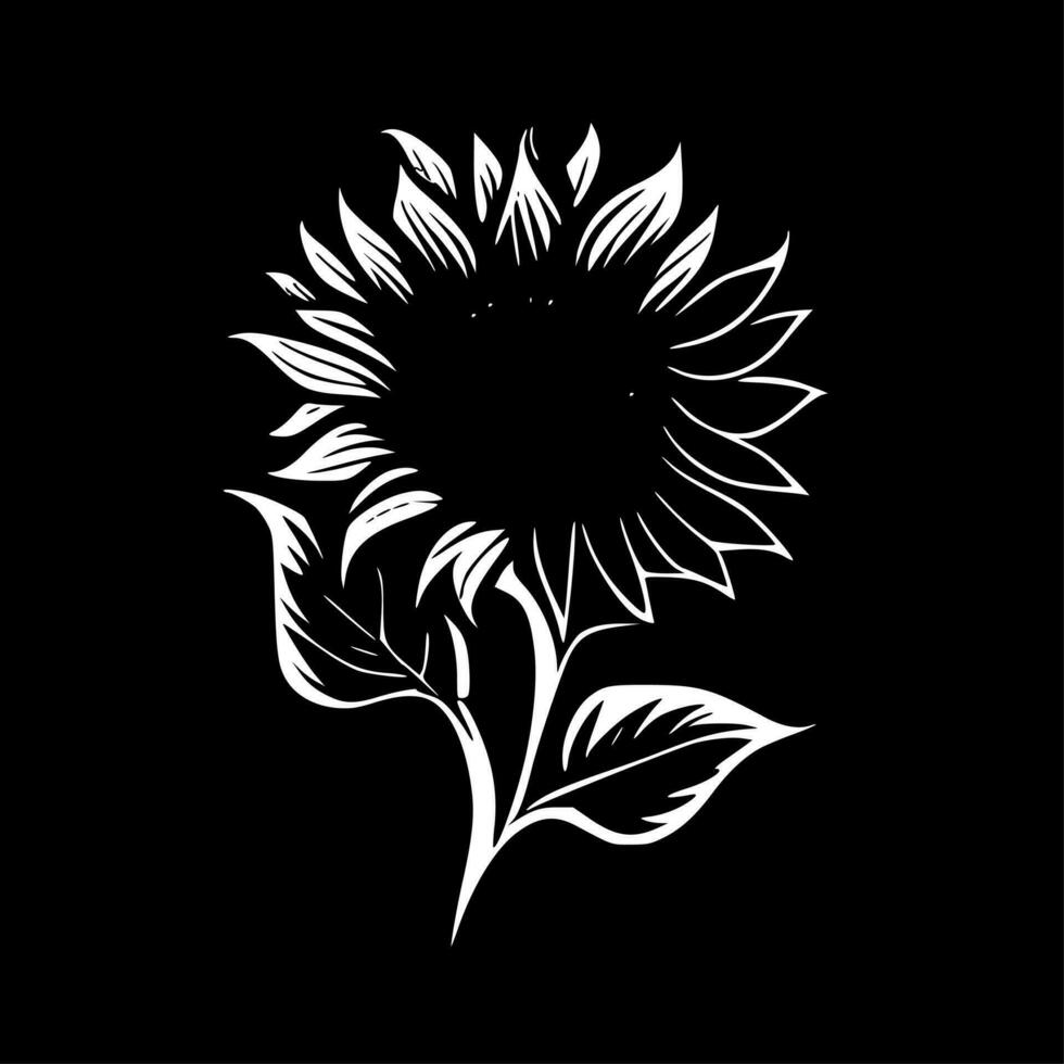 Sonnenblume - - schwarz und Weiß isoliert Symbol - - Vektor Illustration