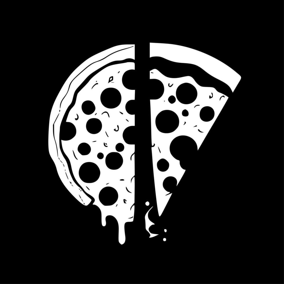 Pizza, schwarz und Weiß Vektor Illustration