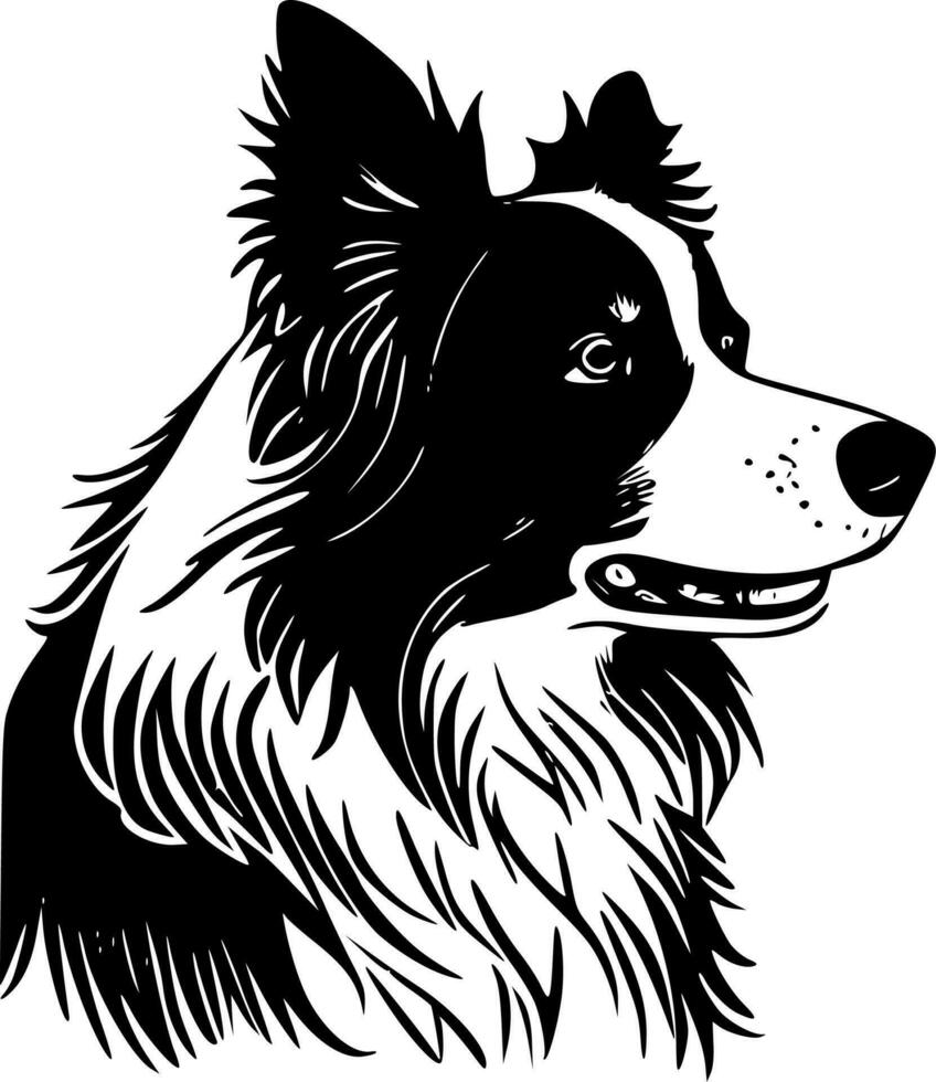 Rand Collie - - schwarz und Weiß isoliert Symbol - - Vektor Illustration