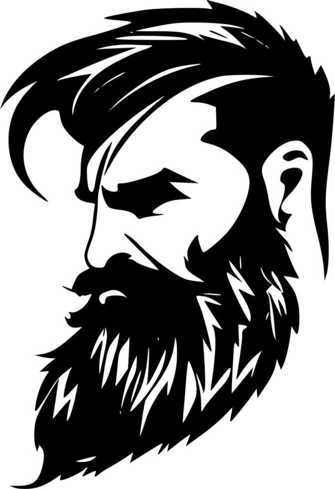 skägg, svart och vit vektor illustration