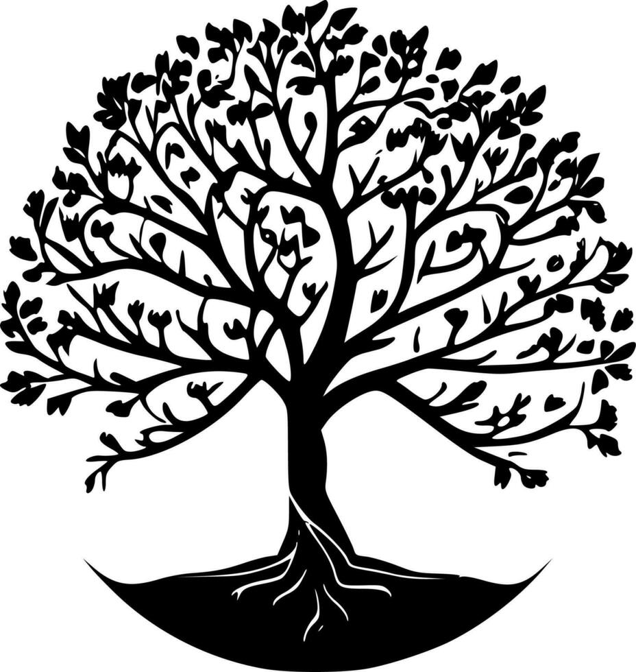 träd av liv, svart och vit vektor illustration