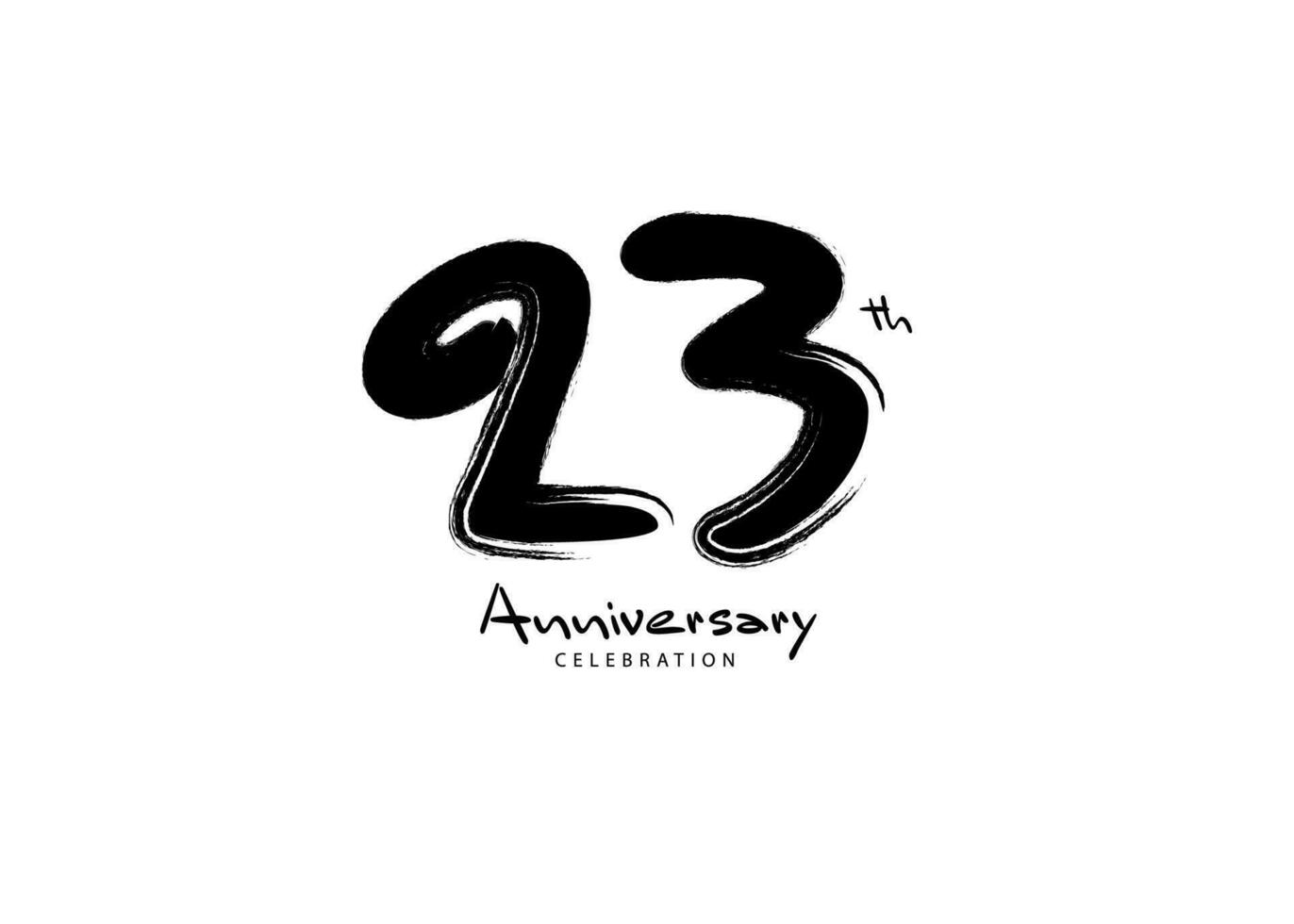23 år årsdag firande logotyp svart paintbrush vektor, 23 siffra logotyp design, 23: e födelsedag logotyp, Lycklig årsdag, vektor årsdag för firande, affisch, inbjudan kort