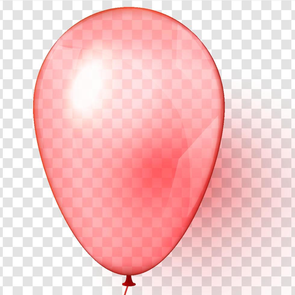 realistisk transparent röd ballong på transparent bakgrund vektor