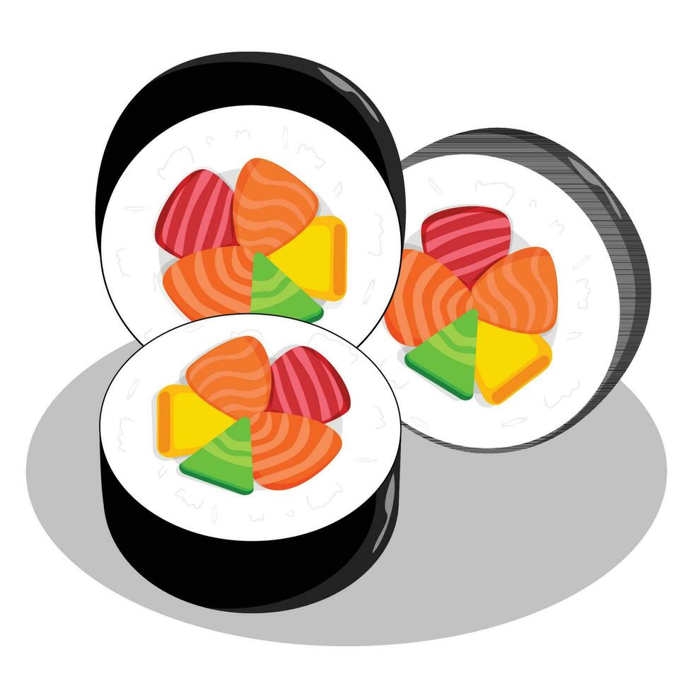 japanisch traditionell maki Sushi - - Vektor Illustration
