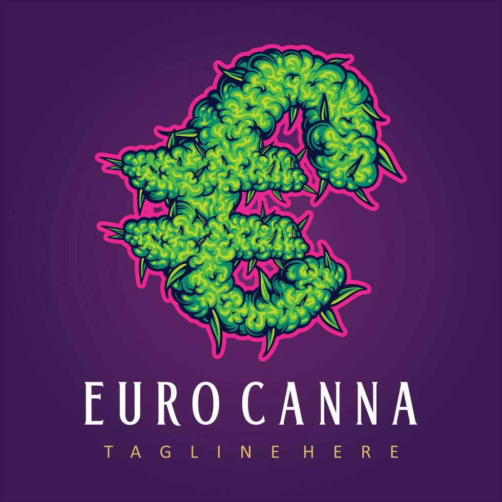 euro typsnitt ord cannabis blomma knoppar brev vektor illustrationer för din arbete logotyp, handelsvaror t-shirt, klistermärken och märka mönster, affisch, hälsning kort reklam företag företag