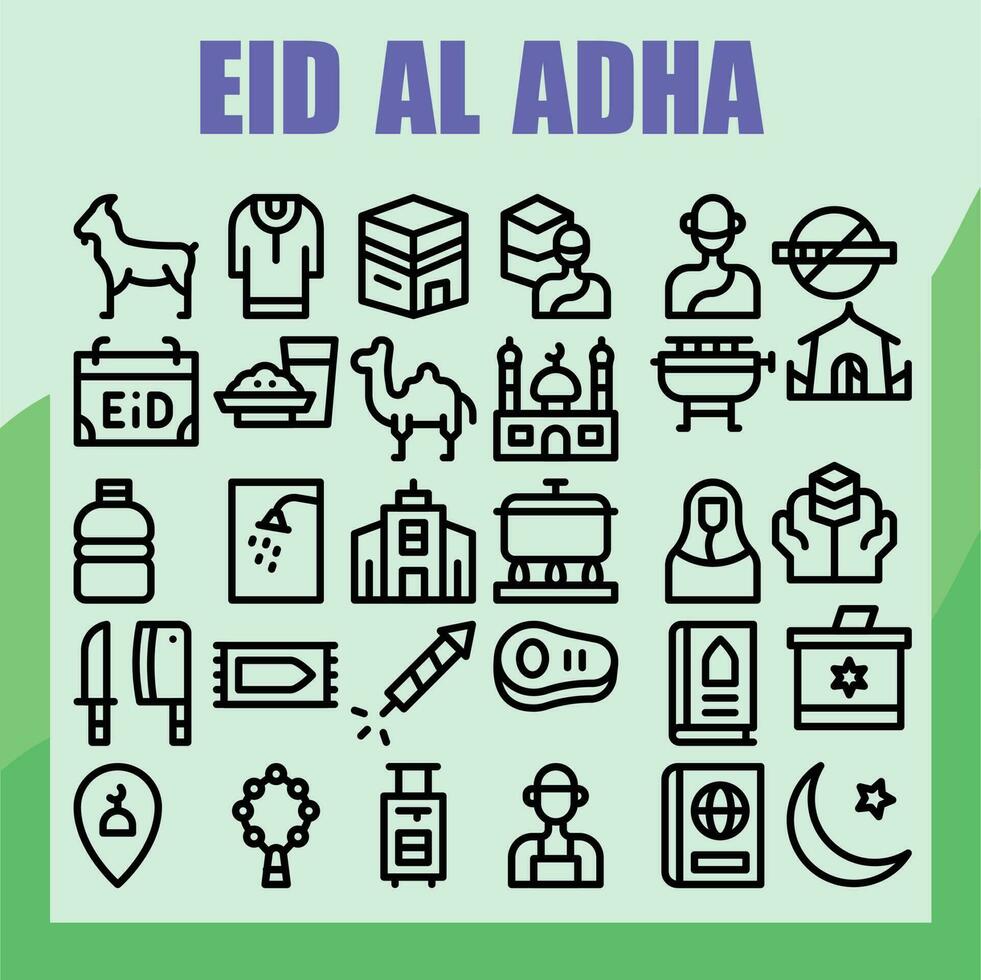 eid al Adha linje ikon packa för ladda ner vektor