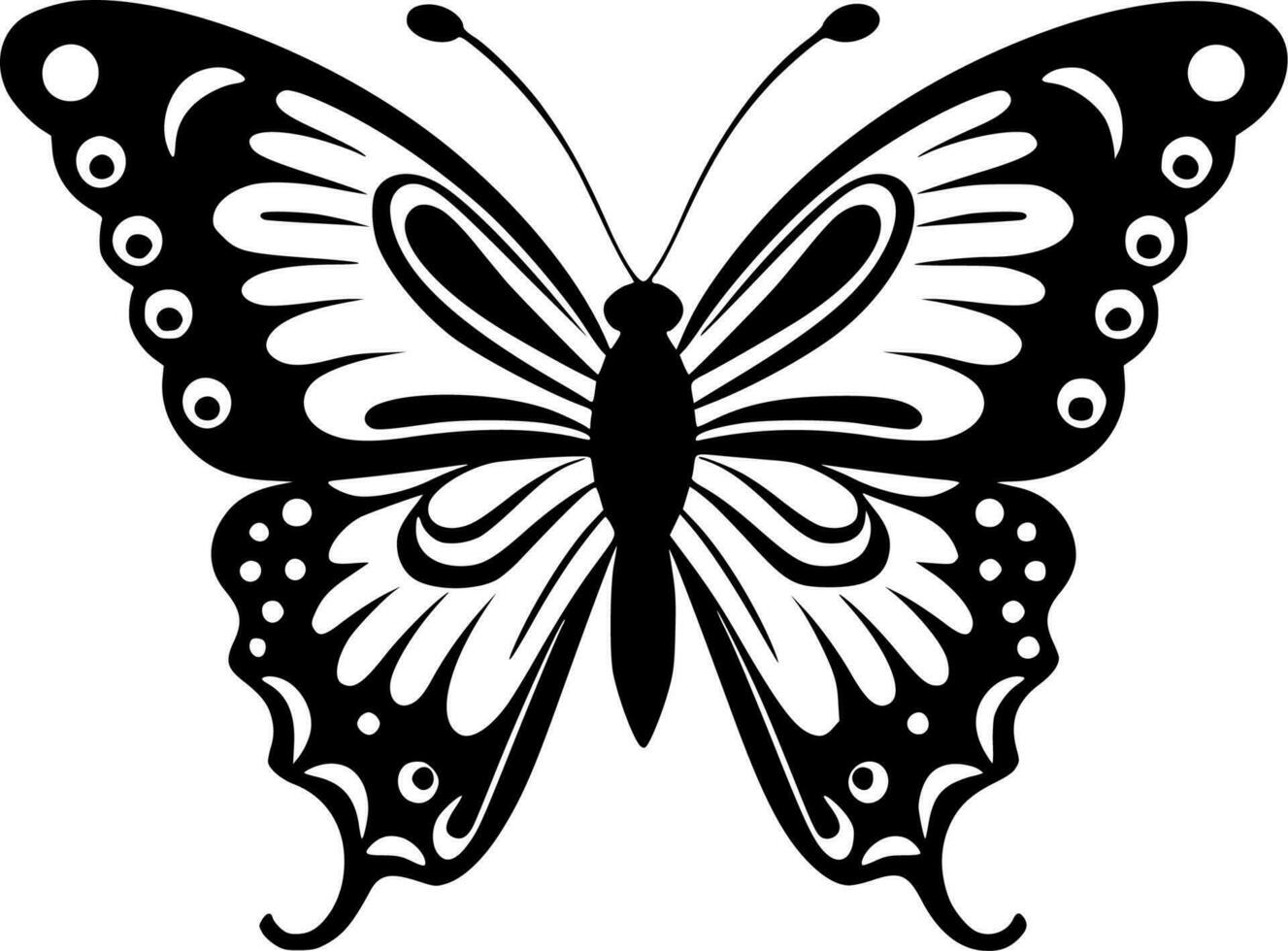 fjärilar - svart och vit isolerat ikon - vektor illustration