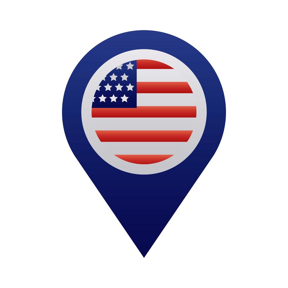 Pin-Position mit USA-Flagge verschlechterten Stil vektor