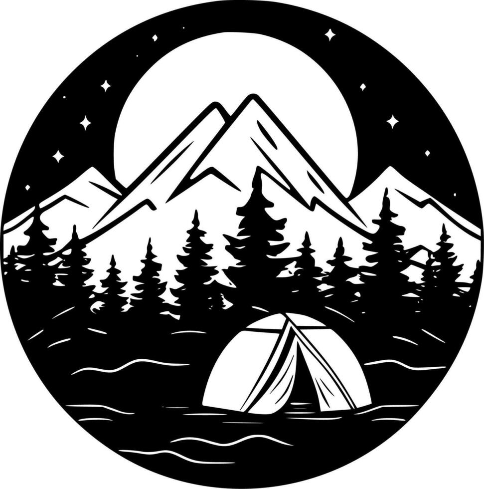 Camping - - minimalistisch und eben Logo - - Vektor Illustration