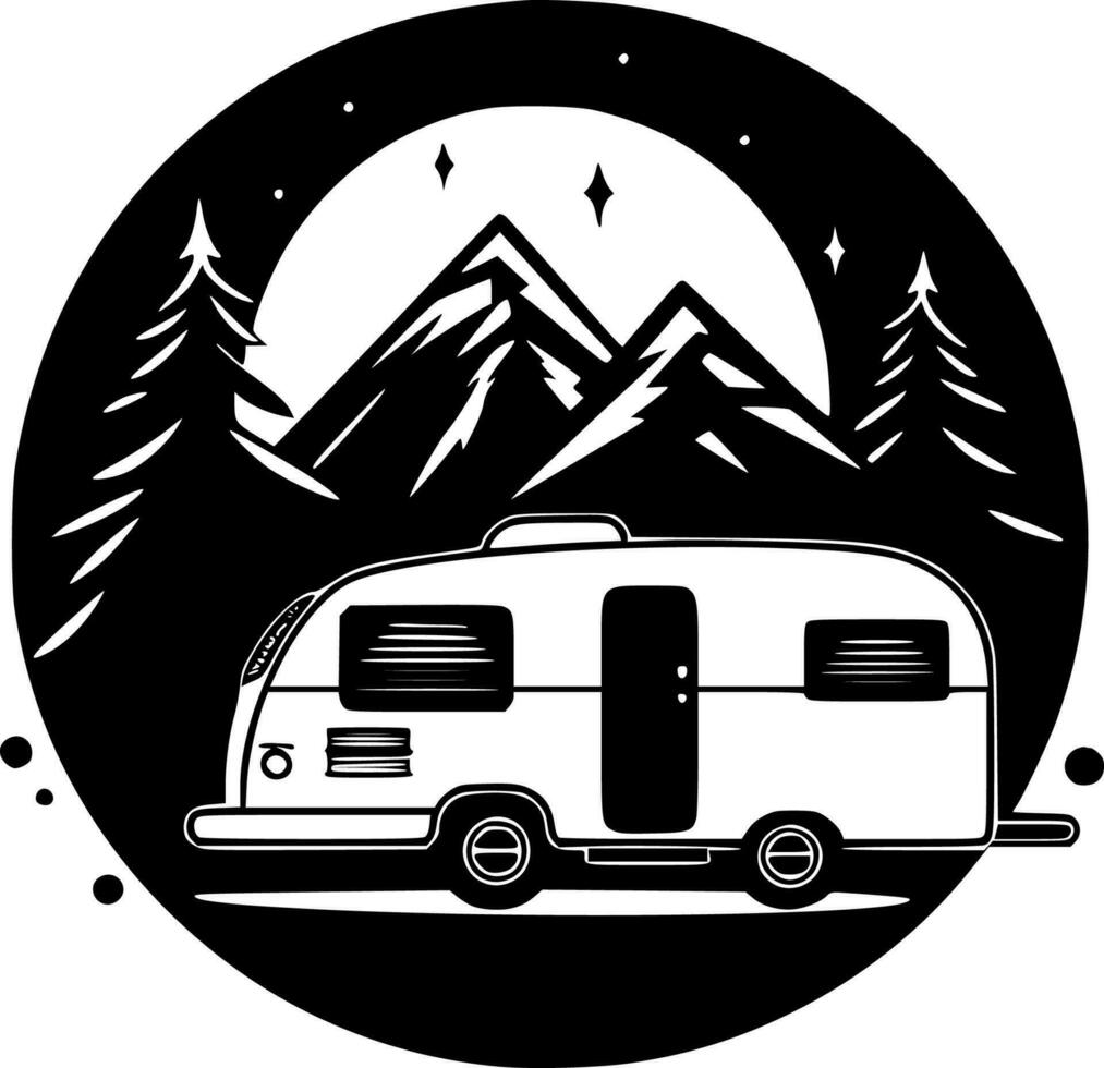 camping, minimalistisk och enkel silhuett - vektor illustration