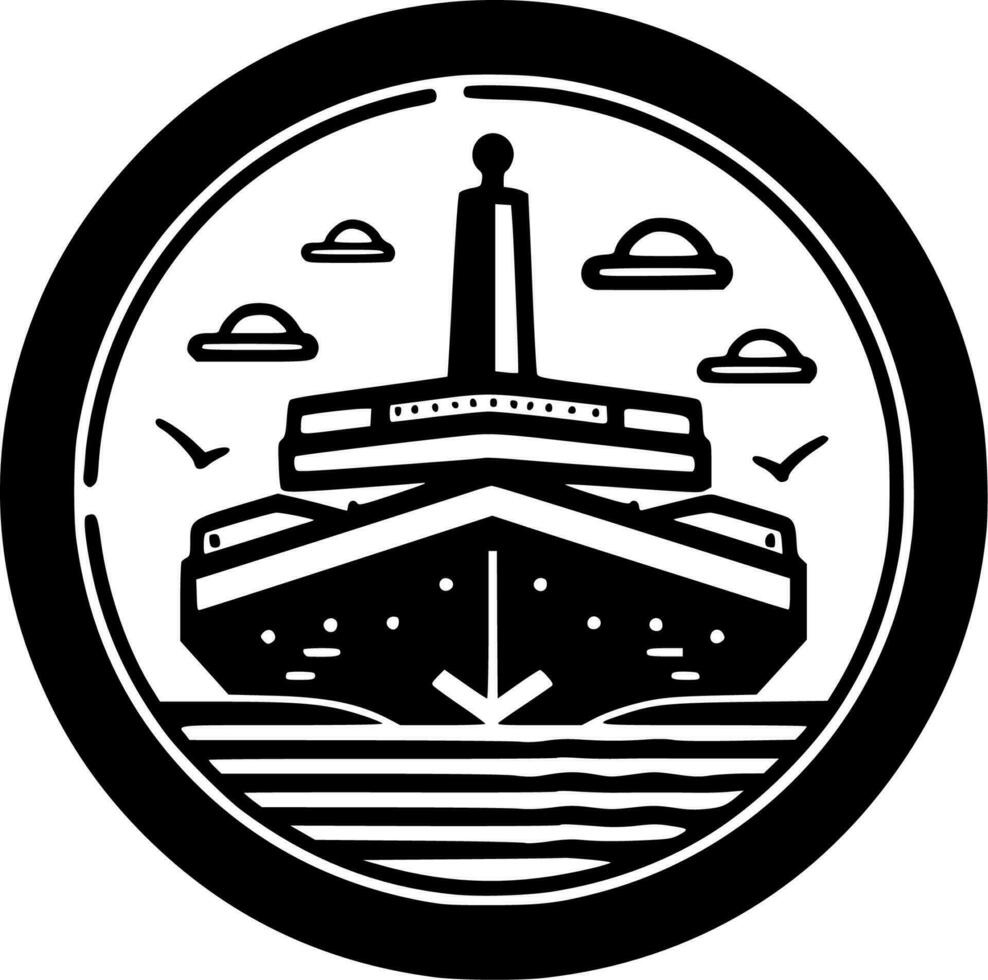 Kreuzfahrt - - schwarz und Weiß isoliert Symbol - - Vektor Illustration