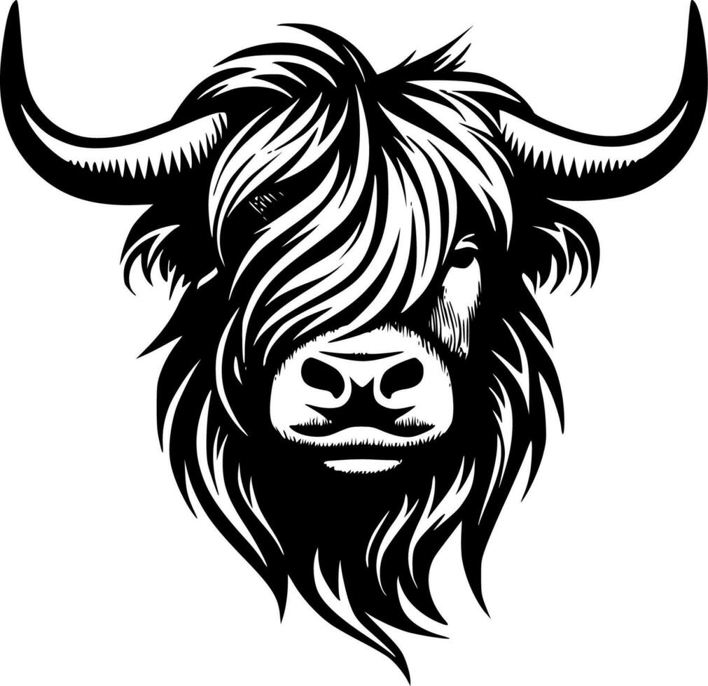Hochland Kuh - - minimalistisch und eben Logo - - Vektor Illustration