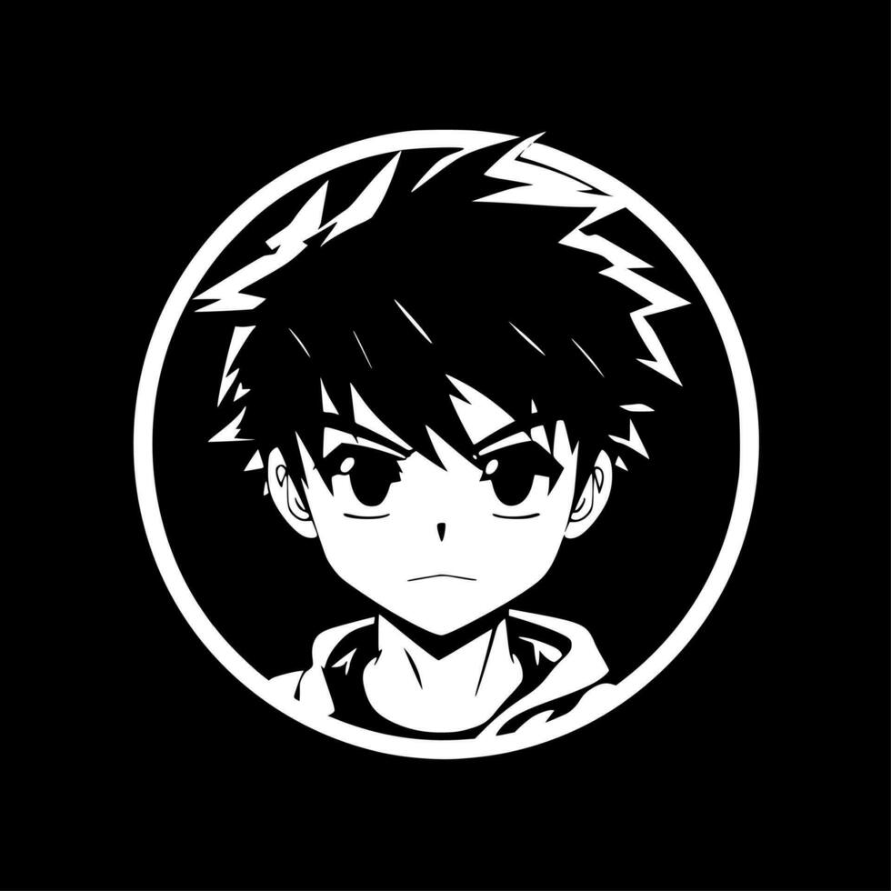 Anime - - schwarz und Weiß isoliert Symbol - - Vektor Illustration