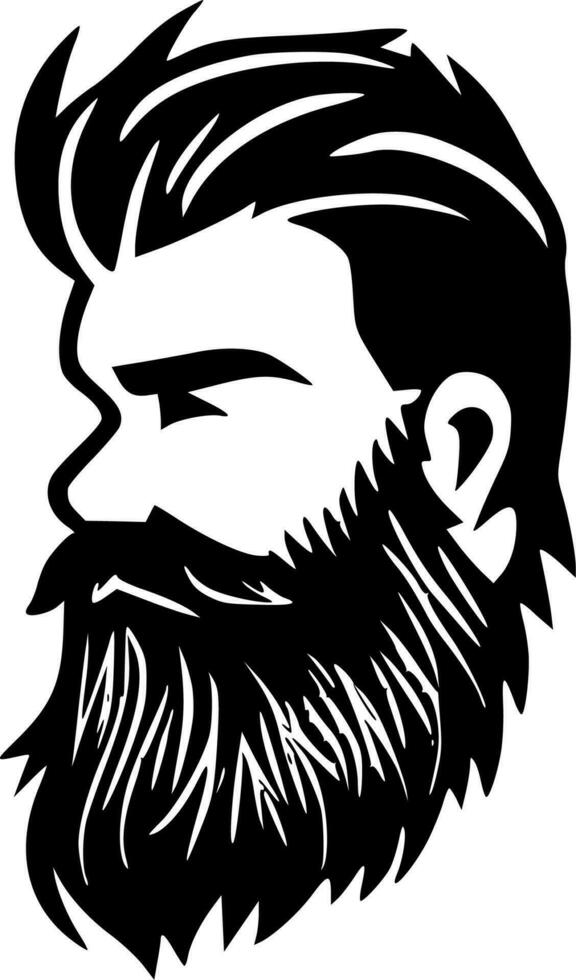 skägg - svart och vit isolerat ikon - vektor illustration