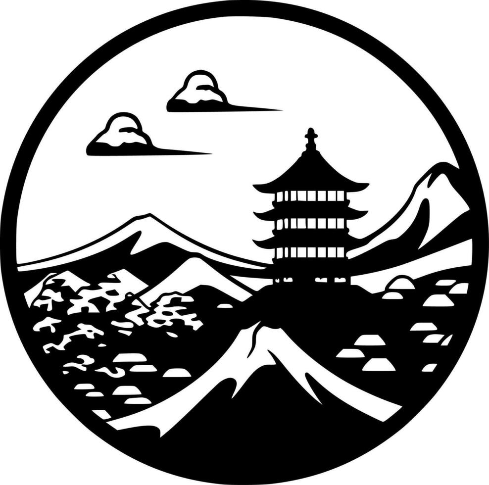 Japan, minimalistisk och enkel silhuett - vektor illustration