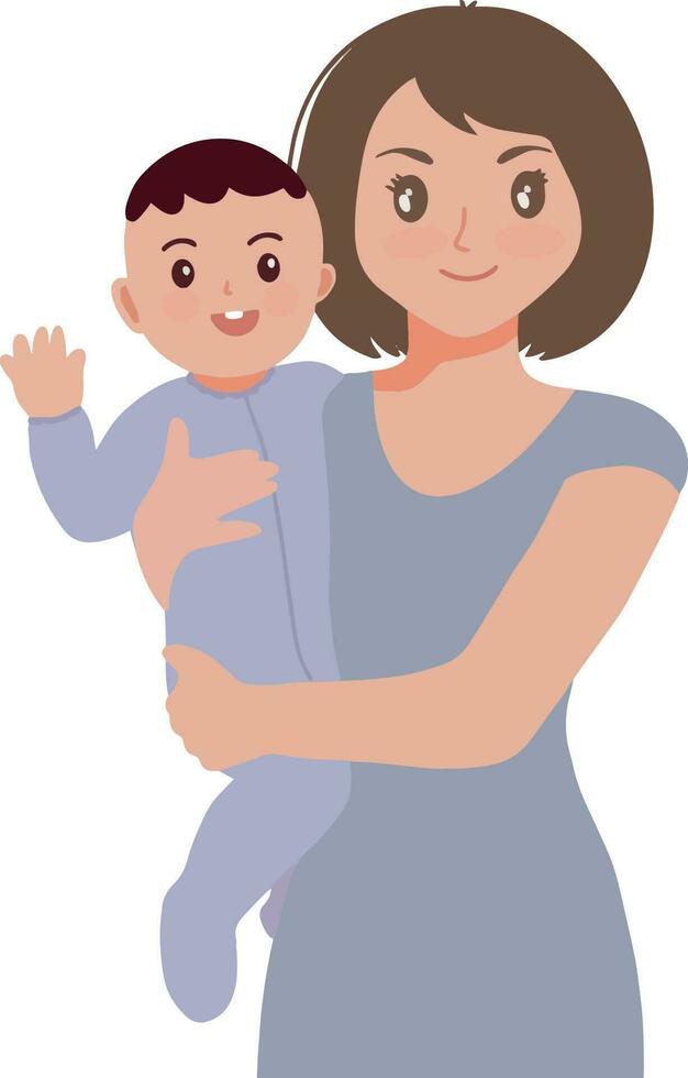 portait av ung kvinna ung mamma innehav en söt liten bebis illustration vektor