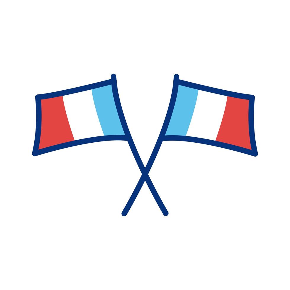 Frankreich Flaggen Linie Stil-Symbol vektor