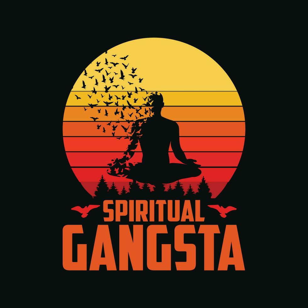 komisch Yoga spirituell Gangsta namaste Jahrgang vektor