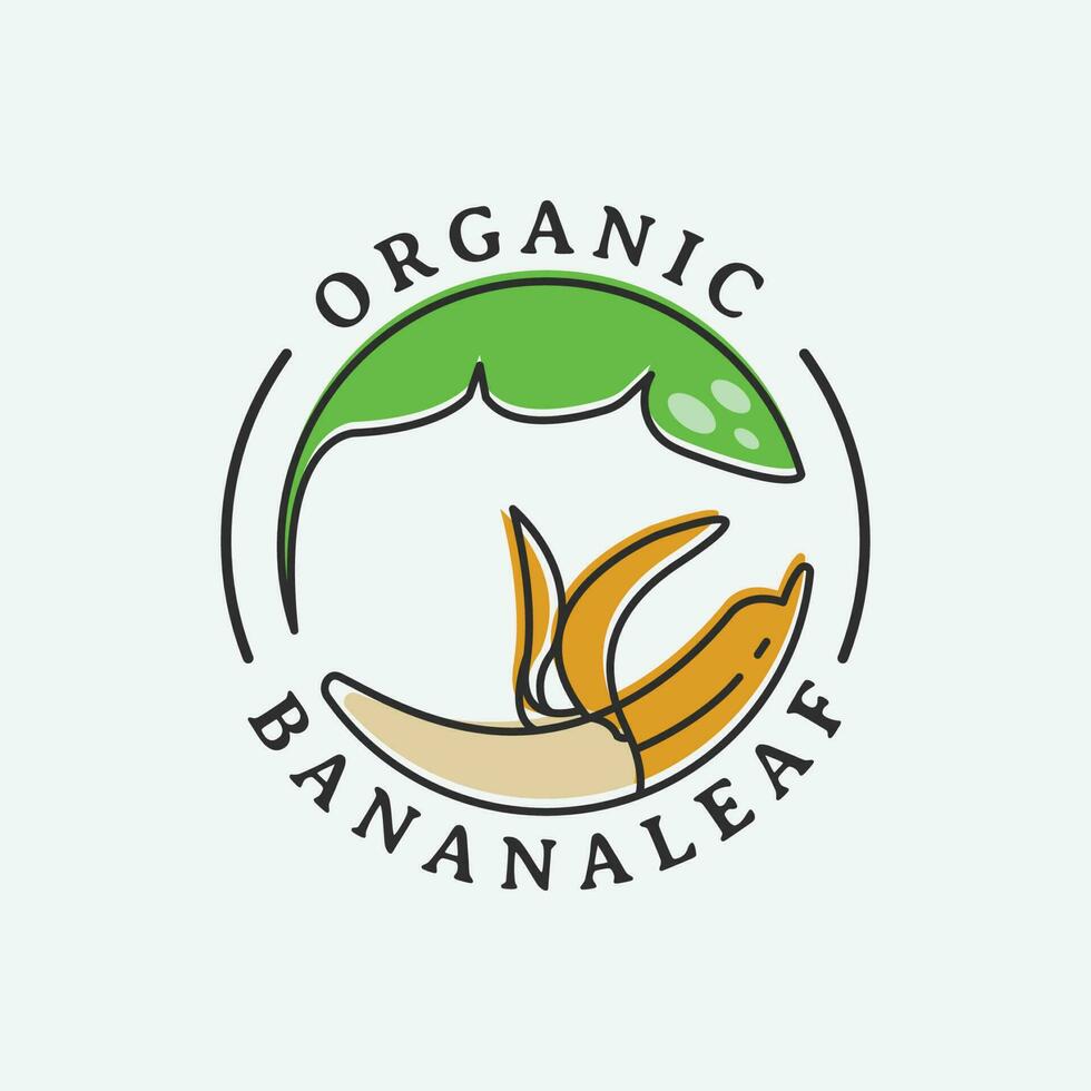 Banane Blatt Logo Symbol Jahrgang Design, Linie Kunst Banane Blatt Logo Design vektor