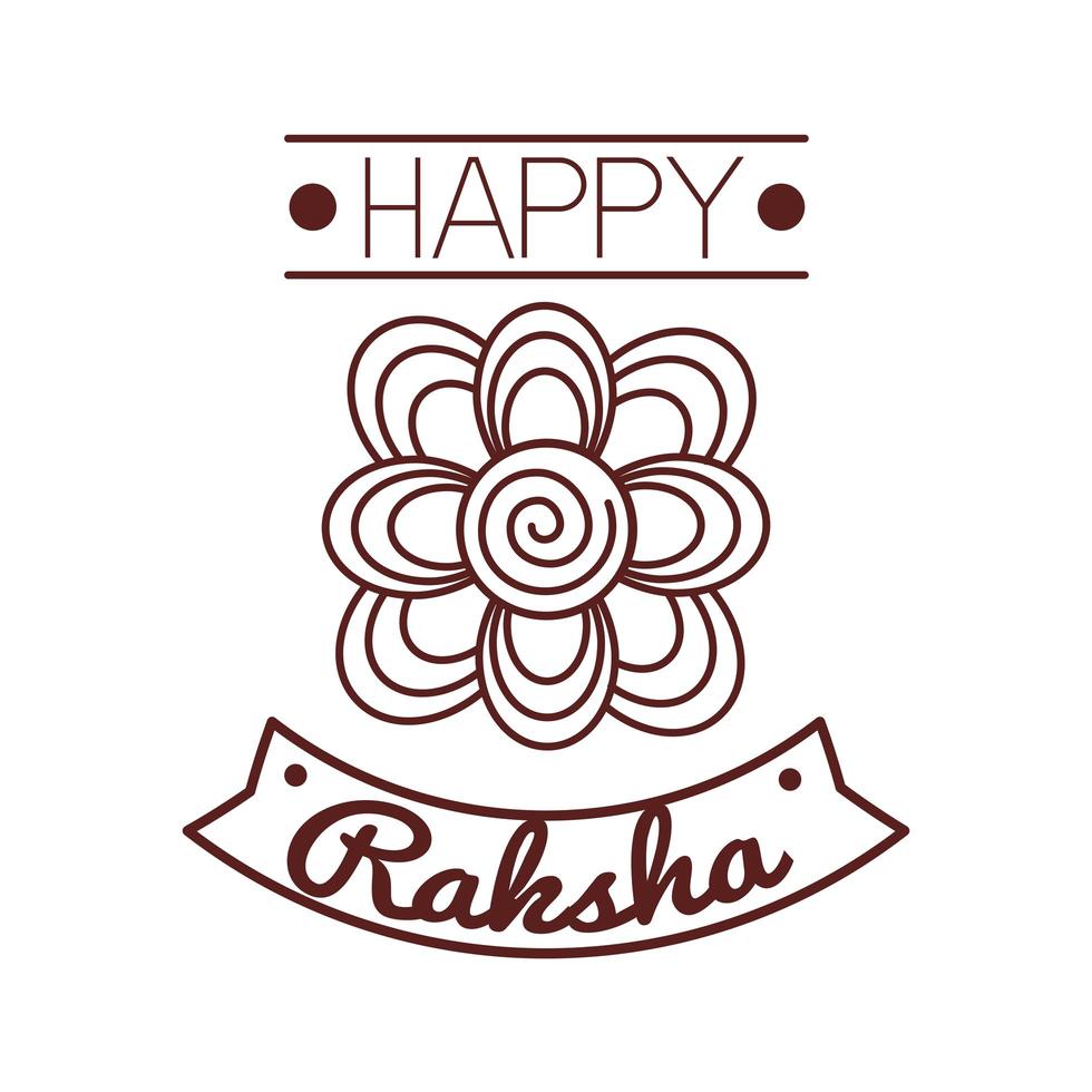 glad raksha bandhan firande med blomdekorationslinje stil vektor