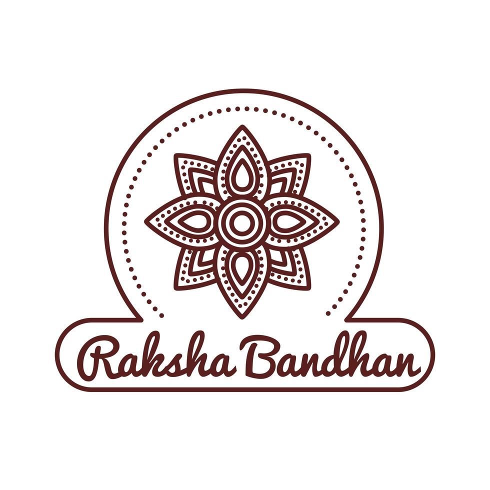 glad raksha bandhan firande med blomdekorationslinje stil vektor