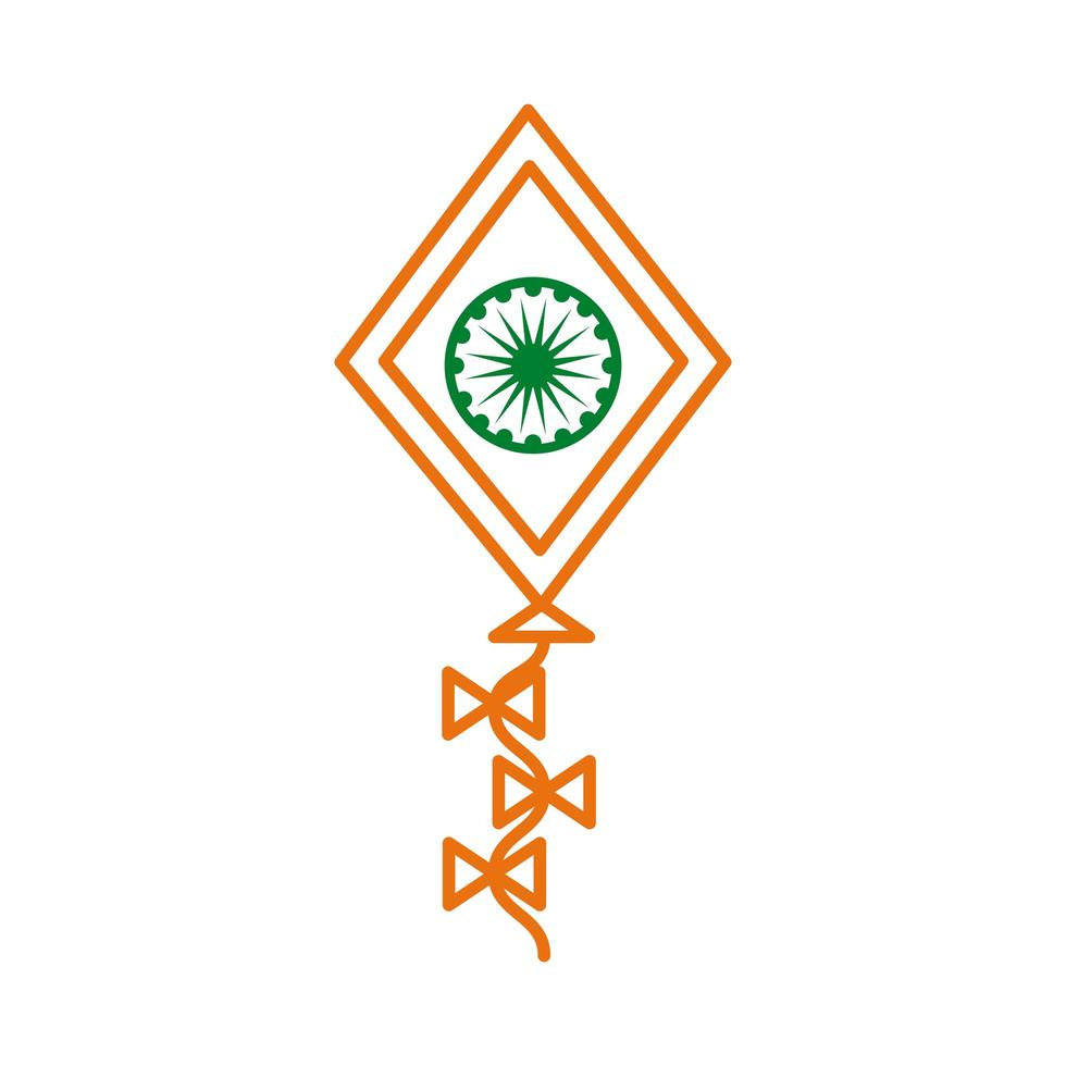 Drachen mit Ashoka Shakra indischen Unabhängigkeitstag Linie Stil vektor
