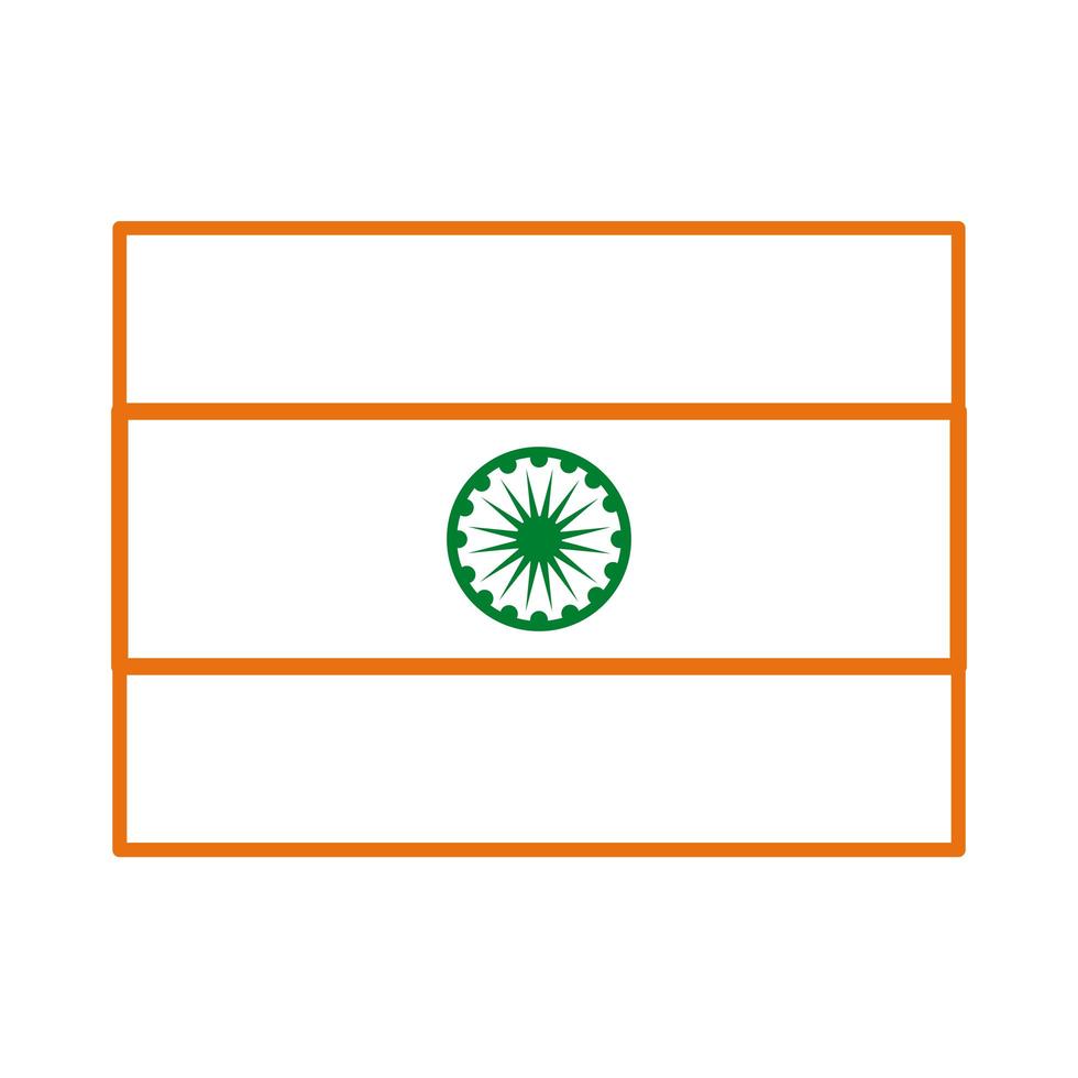 Unabhängigkeitstag Indien Feier Flagge Linie Stilikone vektor