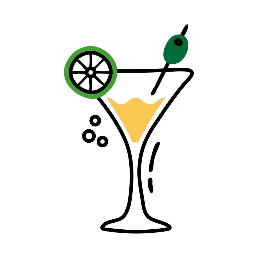 frische tropische Cocktail-Linie und Füllstil vektor