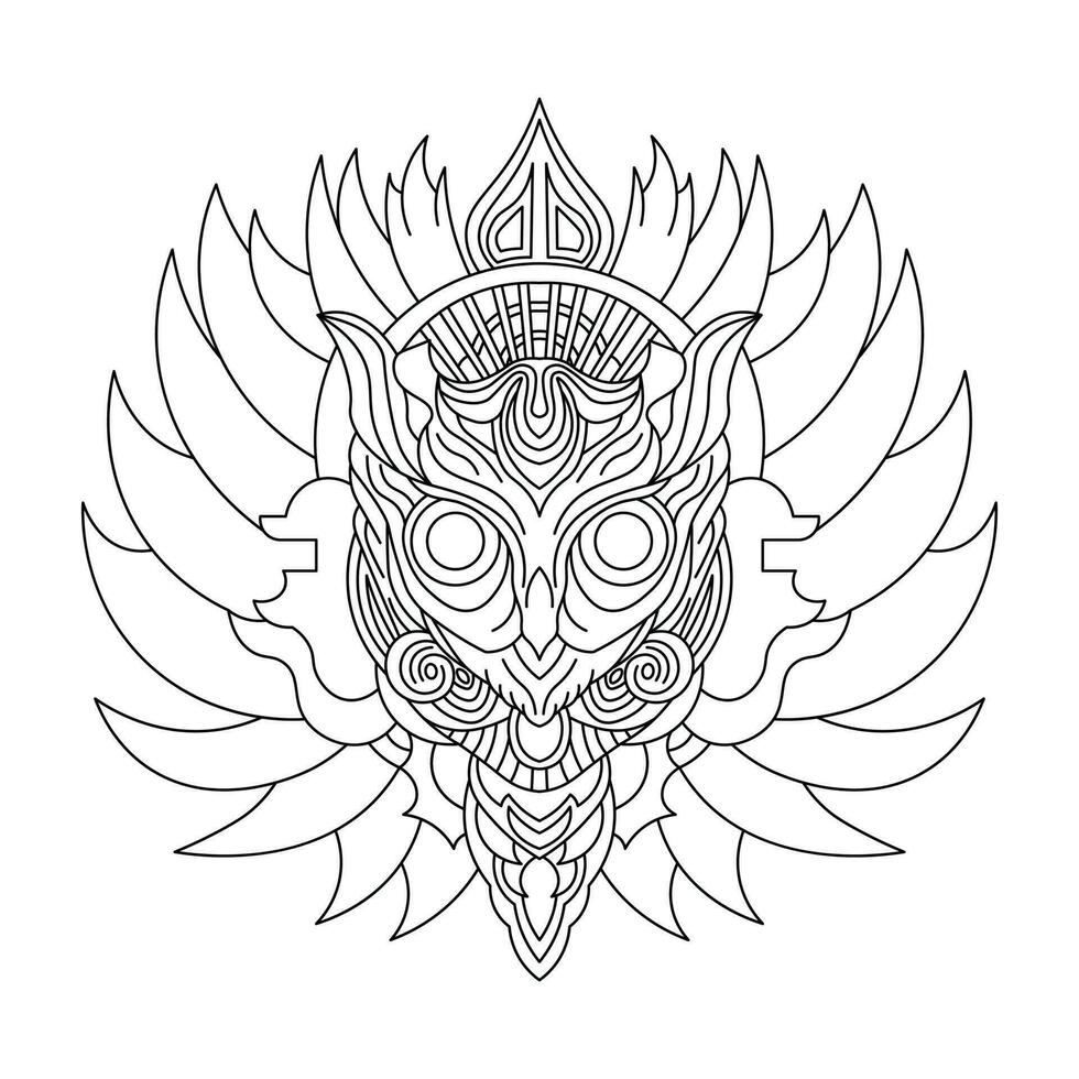 Stammes- Eule Maske mit Krone. tätowieren oder Mandala Design. Vektor Illustration.